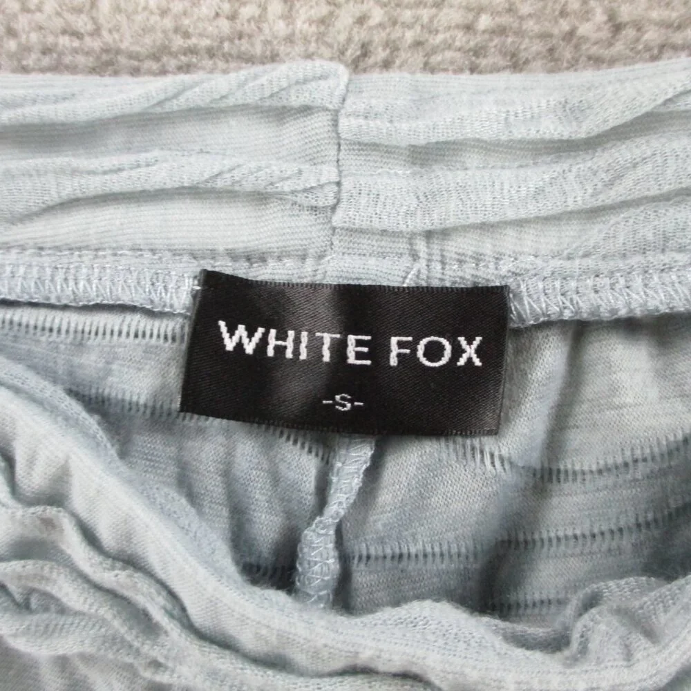 White Fox Boutique Outfit Set Womens Small Blue Pants Crop Tank Textured Flared - Picture 4 of 7